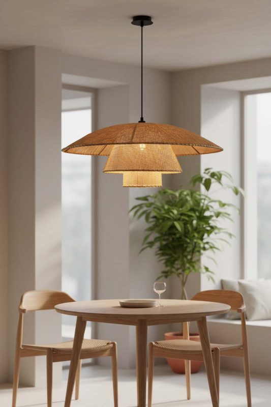 Dining Table 3 Tier Rattan Chandelier - Soft & Relaxing