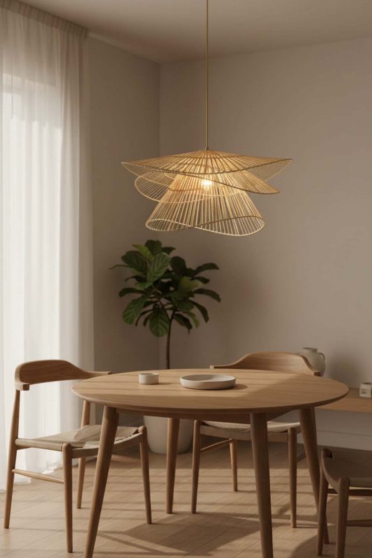 Dining Table Bamboo 3 Tier Pendant Light - Soft & Relaxing