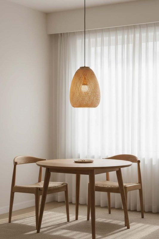 Dining Table Bamboo Raindrop Pendant Light - Warm & Inviting