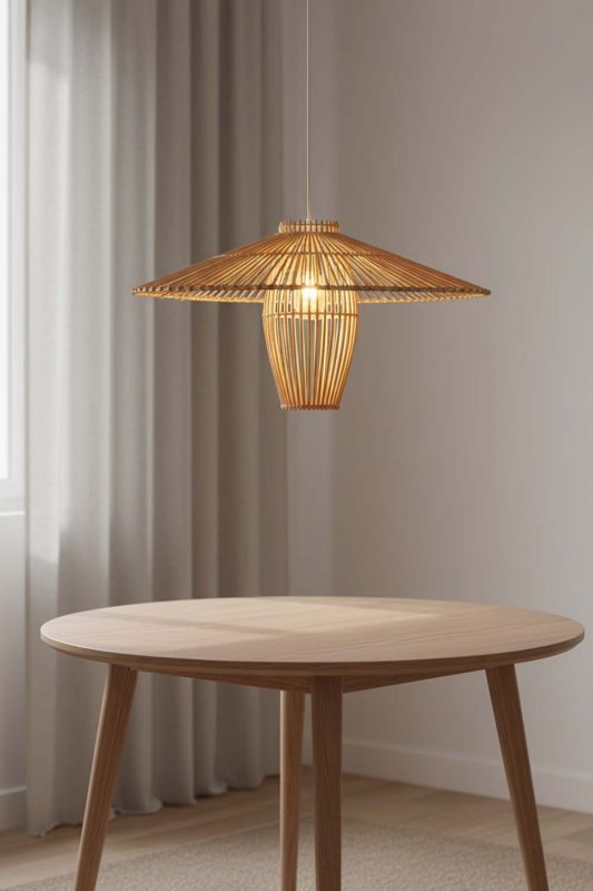 Dining Table Beige Bamboo Starburst Pendant Light - Warm & Inviting