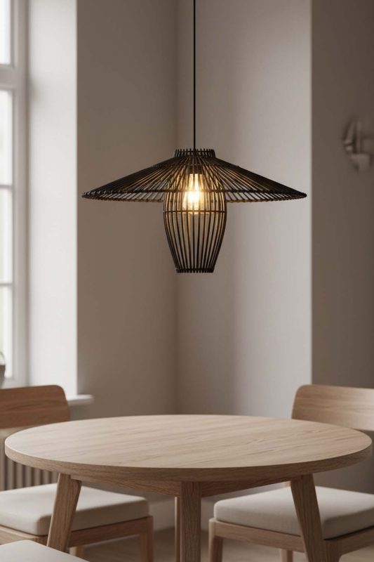 Dining Table Black Bamboo Starburst Pendant Light - Soft & Relaxing