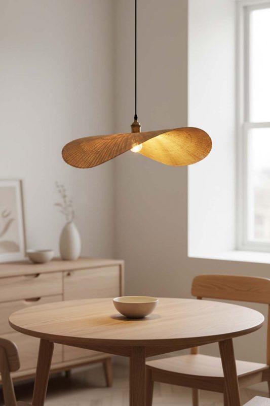 Dining Table Flat Rattan Pendant Light - Warm & Inviting