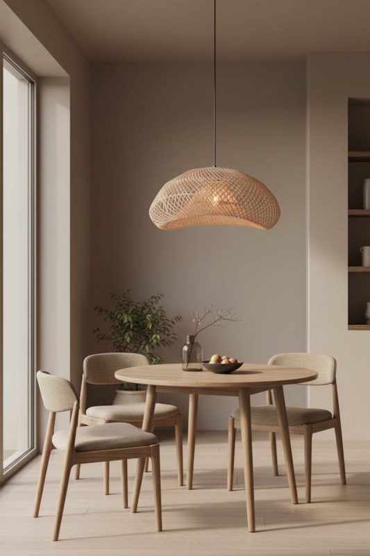 Dining Table Rattan Diamond Pendant Light - Soft & Relaxing