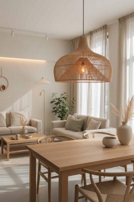 Dining Table Rattan Gourd Pendant Light - Warm & Inviting