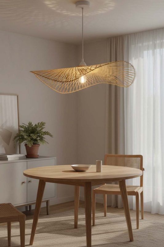 Dining Table Single Bamboo Lotus Leaf Pendant Light - Warm & Inviting