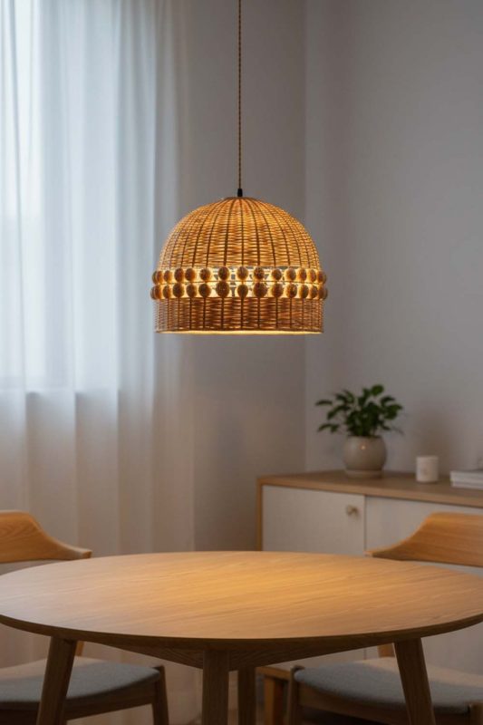Dining Table Small Bamboo Bell Pendant Light - Warm & Inviting