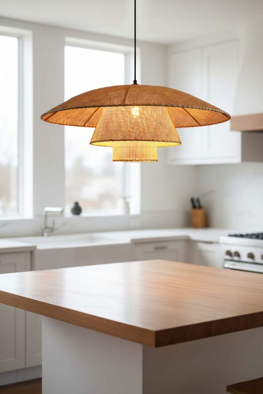 Kitchen Island 3 Tier Rattan Chandelier - Sleek & Stylish