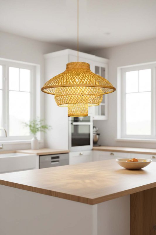 Kitchen Island Bamboo 3 Layered Pendant Light - Fresh & Inviting