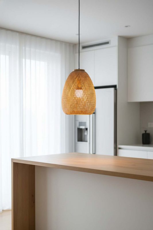 Kitchen Island Bamboo Raindrop Pendant Light - Clean & Modern Look