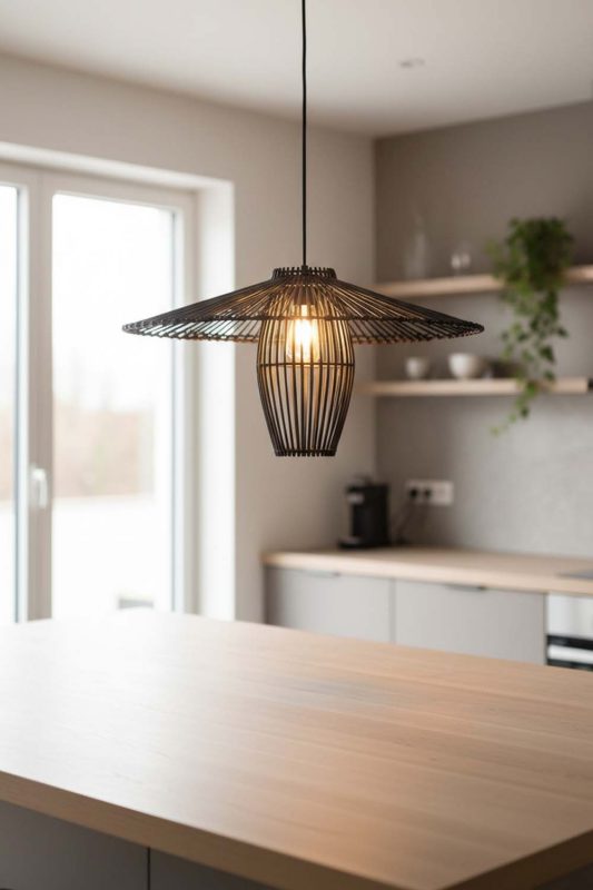 Kitchen Island Black Bamboo Starburst Pendant Light - Bright & Functional