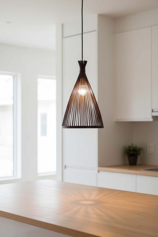 Kitchen Island Black Bamboo Tapered Pendant Light - Sleek & Stylish