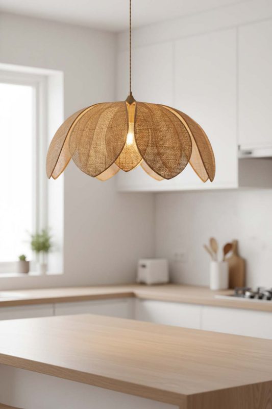 Kitchen Island Flower Petal Rattan Pendant Light - Sleek & Stylish