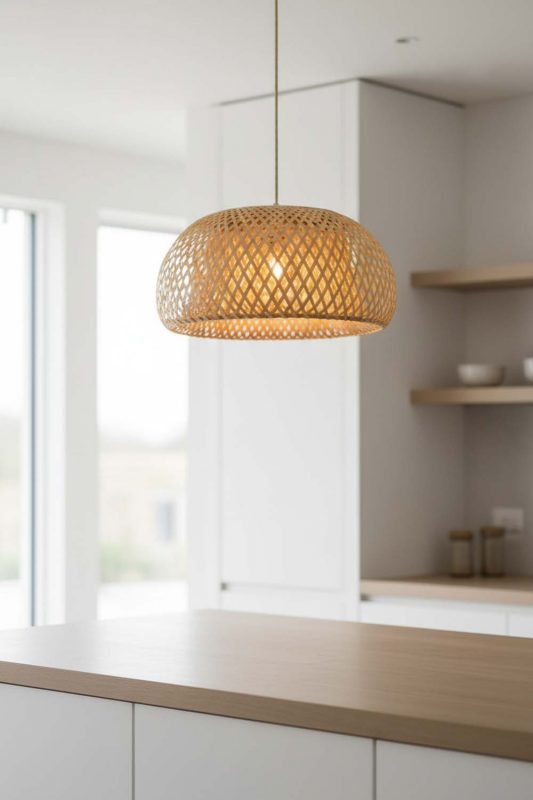 Kitchen Island Natural Bamboo Basket Light Shade - Sleek & Stylish