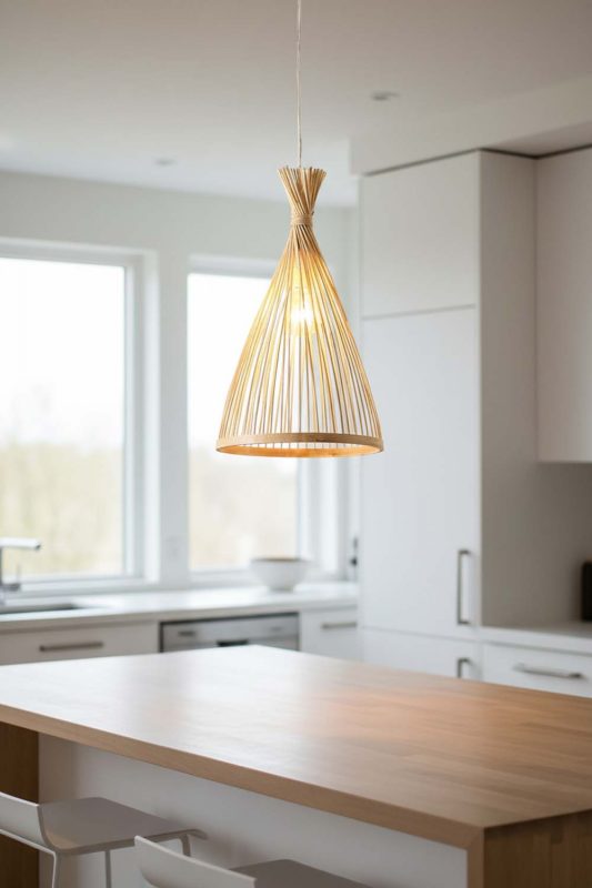 Kitchen Island Natural Bamboo Tapered Pendant Light - Practical & Beautiful