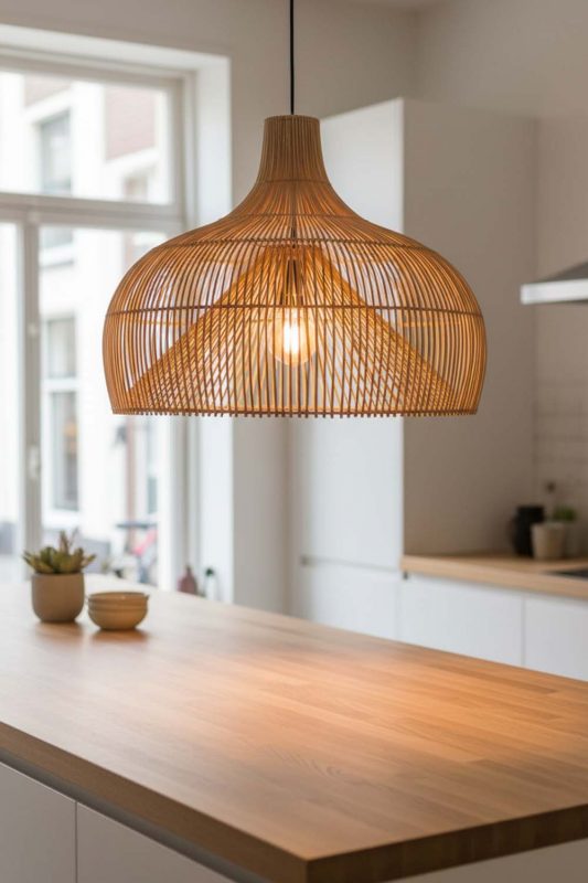 Kitchen Island Rattan Gourd Pendant Light - Bright & Functional
