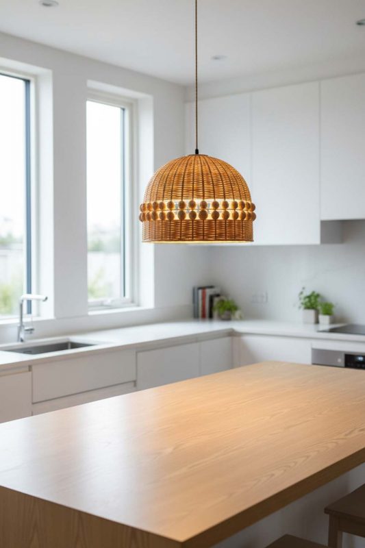Kitchen Island Small Bamboo Bell Pendant Light - Practical & Beautiful