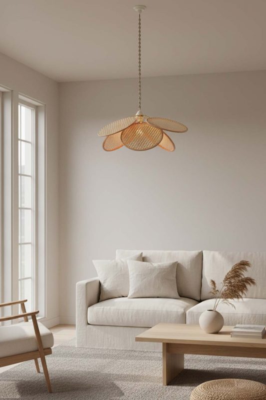 Living Room Bamboo Petal Pendant Light - Aesthetic & Trendy