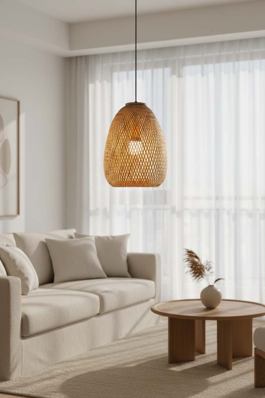 Living Room Bamboo Raindrop Pendant Light - Warm & Relaxing