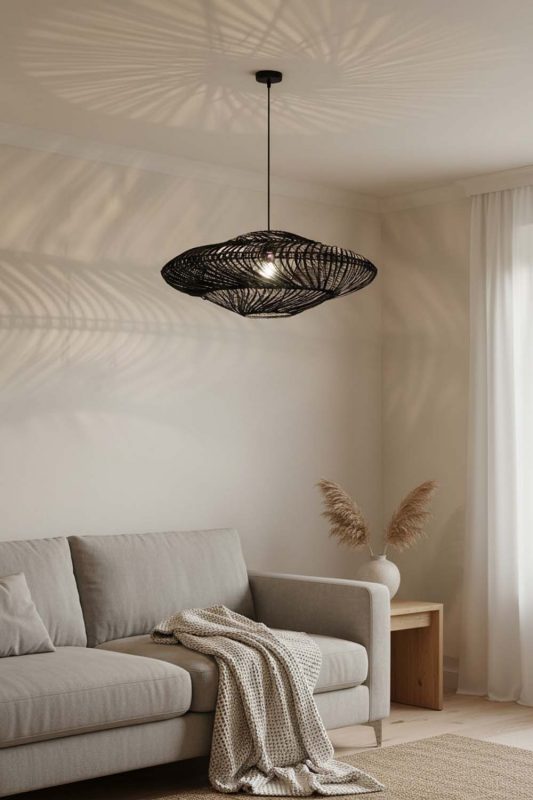 Living Room Black Ufo Shades Rattan Lamp - Stylish & Modern