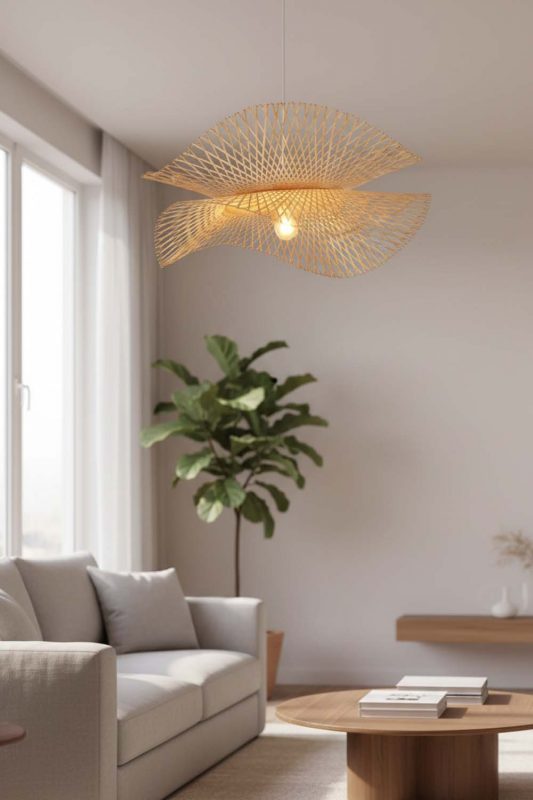 Living Room Double Bamboo Lotus Leaf Pendant Light - Aesthetic & Trendy