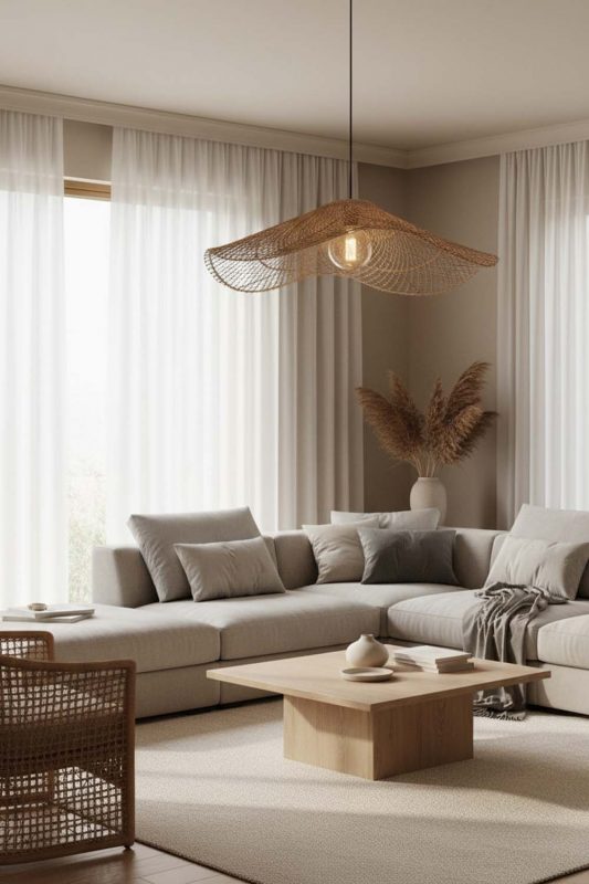 Living Room Single Lotus Leaf Pendant Light - Warm & Relaxing