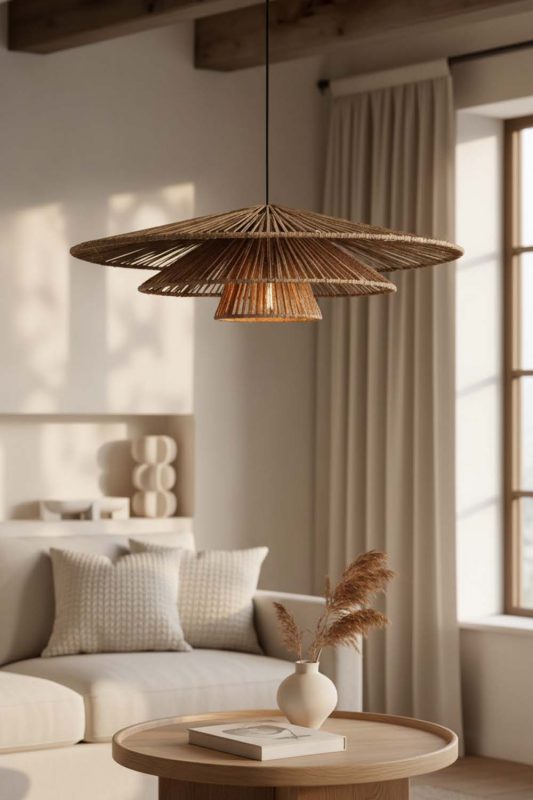 Living Table 3 Tiered Wicker Pendant Light - Comfortable & Welcoming