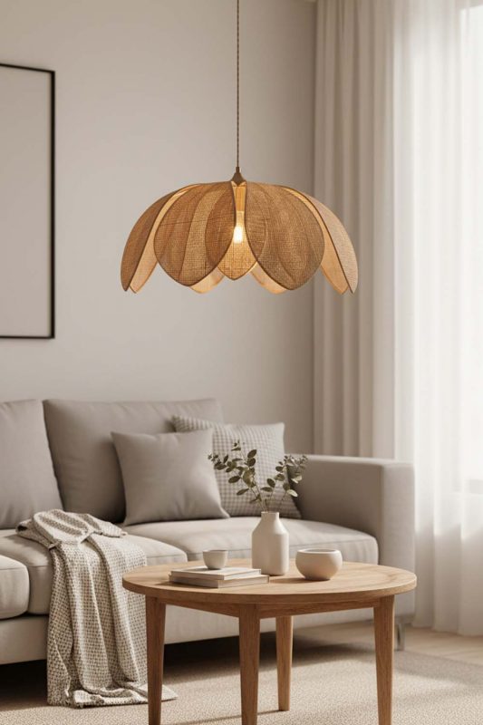 Living Table Flower Petal Rattan Pendant Light - Relaxed & Refined