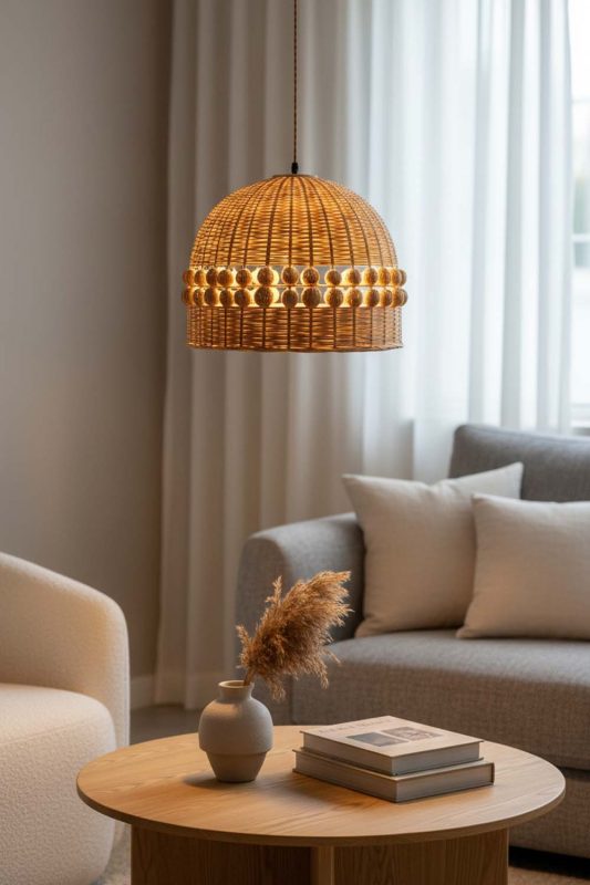 Living Table Small Bamboo Bell Pendant Light - Contemporary & Comfortable