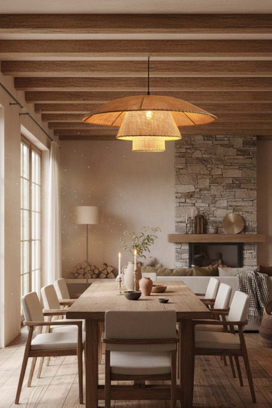 Organic Modern 3 Tier Rattan Chandelier - Clean With Texture