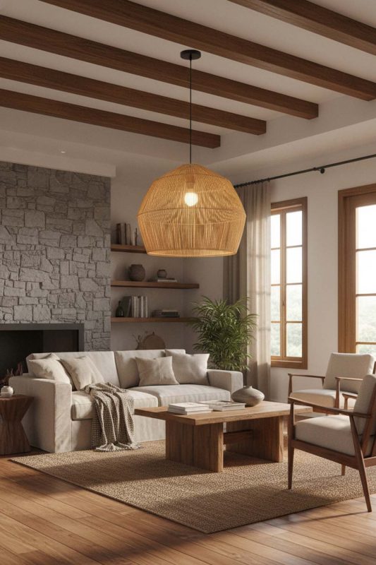 Organic Modern Bamboo Cage Pendant Light B - Earthy & Minimal