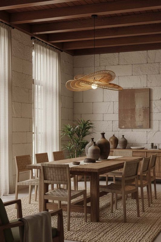 Organic Modern Double Wing Wicker Pendant - Soft & Natural