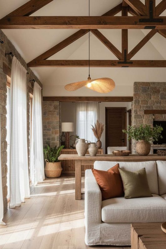 Organic Modern Flat Rattan Pendant Light - Modern & Warm