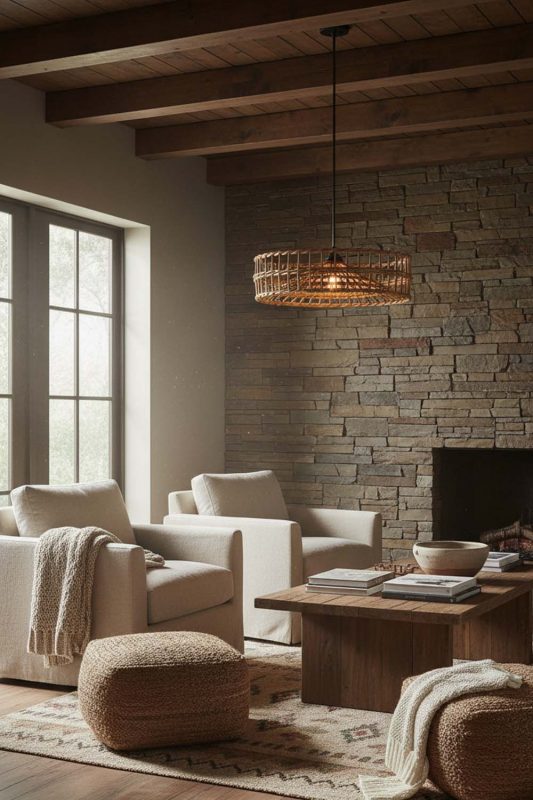 Organic Modern Halo Wicker Rattan Pendant - Soft & Natural
