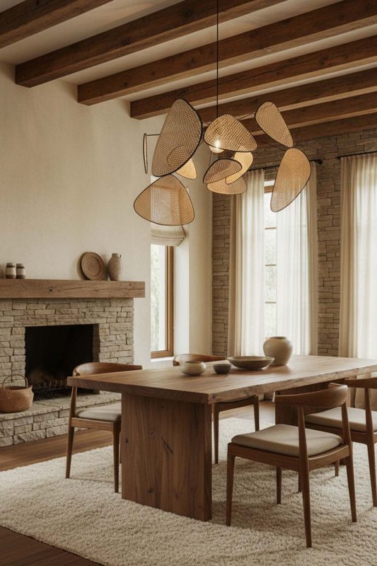 Organic Modern Natural Rattan Petal Ceiling Light - Elegant Simplicity