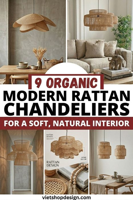 Organic Modern Rattan Chandeliers For A Soft, Natural Interior