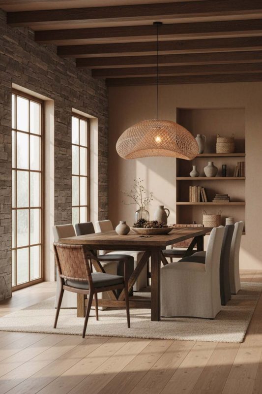 Organic Modern Rattan Diamond Pendant Light - Elegant Simplicity