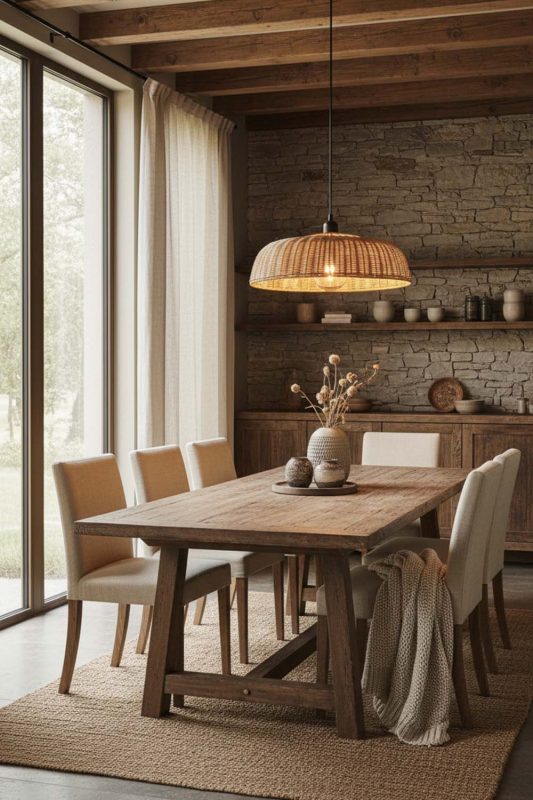 Organic Modern Rattan Disc Pendant Light - Modern & Warm
