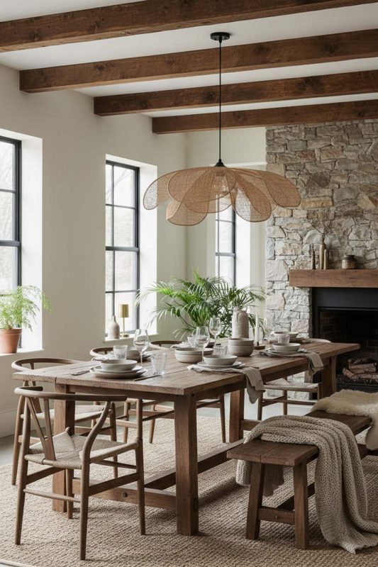 Organic Modern Rattan Flower Hanging Light - Soft & Natural