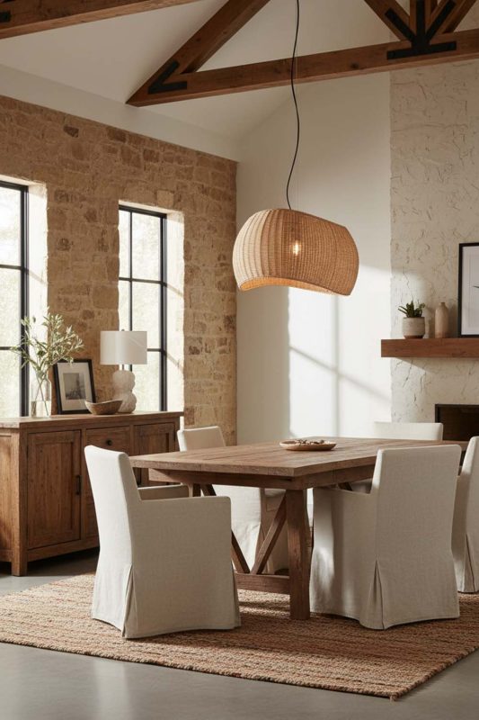 Organic Modern Rattan Ribbon Pendant Light - Soft & Natural