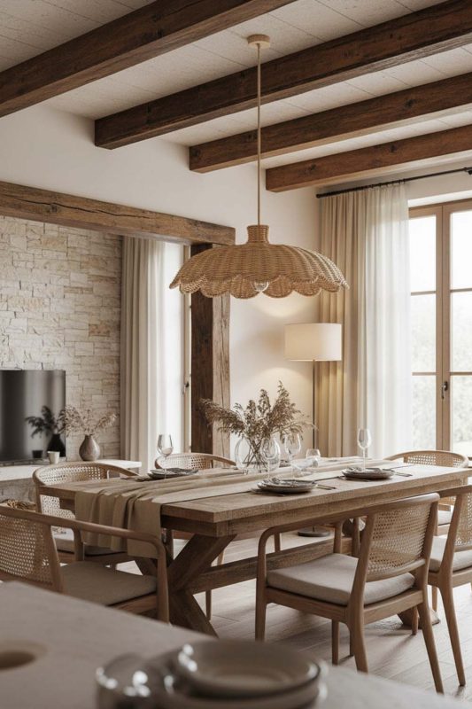 Organic Modern Rattan Scalloped Lampshade - Clean With Texture