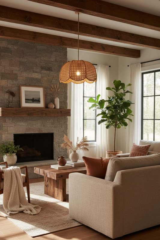 Organic Modern Scalloped Wicker Lampshade - Modern & Warm