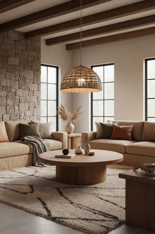 Organic Modern Small Rattan Dome Pendant - Elegant Simplicity