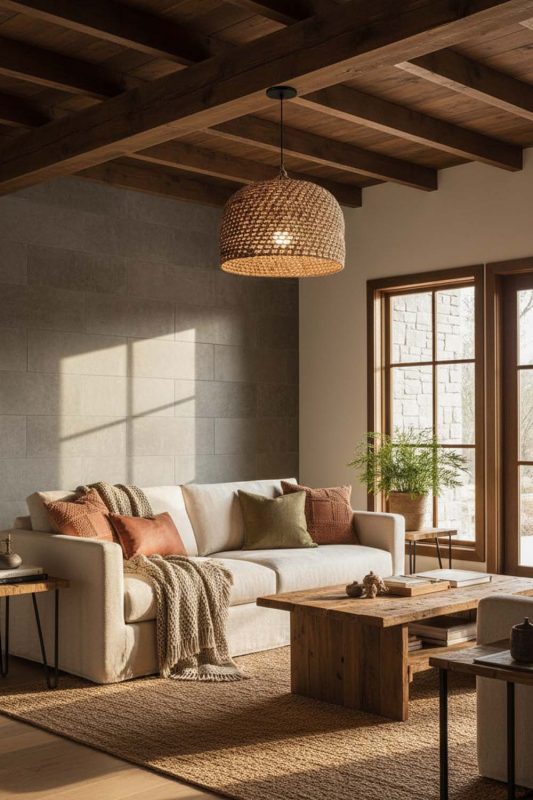 Organic Modern Vintage Hemp Rope Pendant Light - Clean With Texture