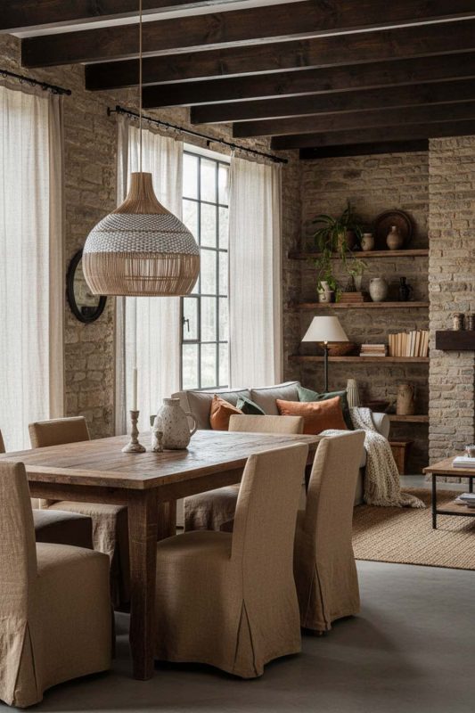 Organic Modern White Rattan Pendant Light - Earthy & Minimal