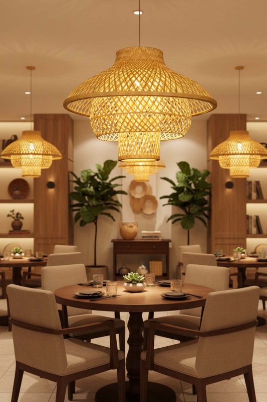 Restaurant Bamboo 3 Layered Pendant Light - Memorable Ambience