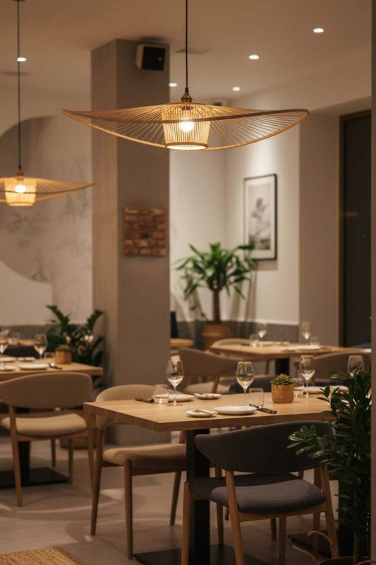 Restaurant Bamboo Wave Pendant Light - Warm & Inviting Atmosphere
