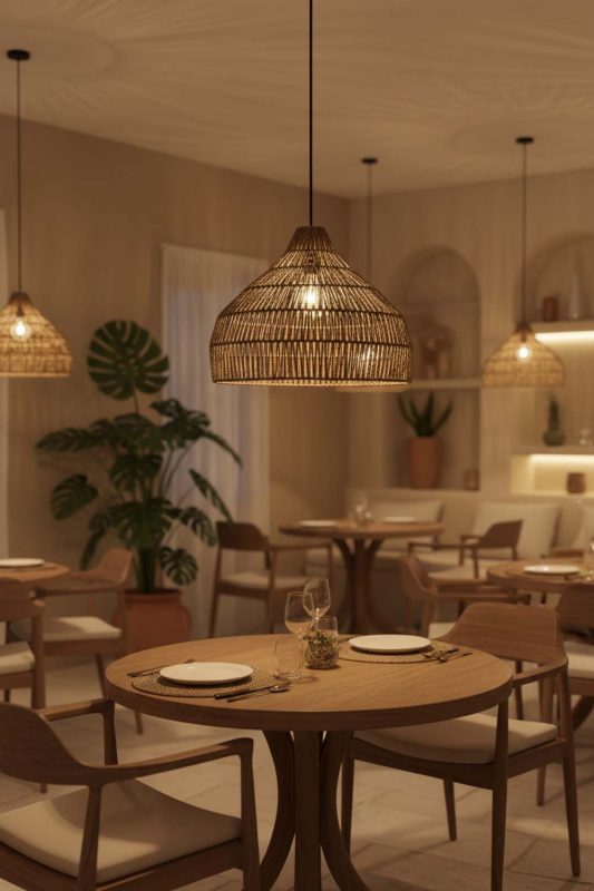 Restaurant Bell Shape Hemp Rope Pendant Light - Memorable Ambience