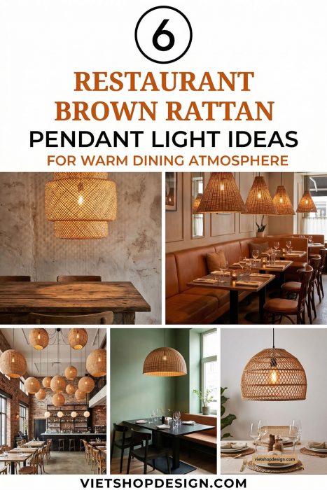 Restaurant Brown Rattan Pendant Lights For Warm Dining Atmosphere