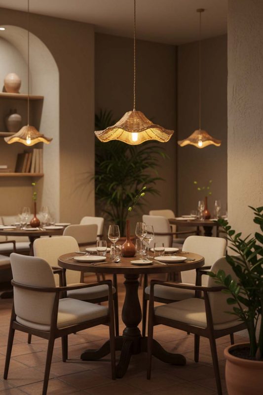 Restaurant Floral Rattan Pendant Light - Memorable Ambience
