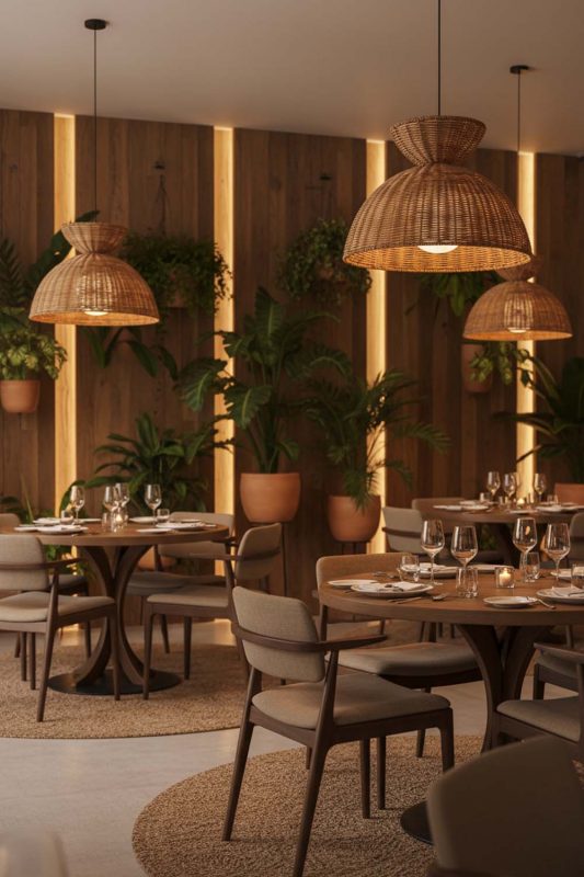 Restaurant Hourglass Rattan Pendant Light - Memorable Ambience